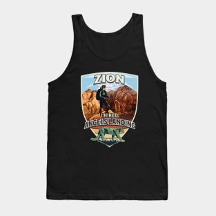 Zion I Hiked Angels Landing with Hiker and Mountain Lion Design for Women Tank Top